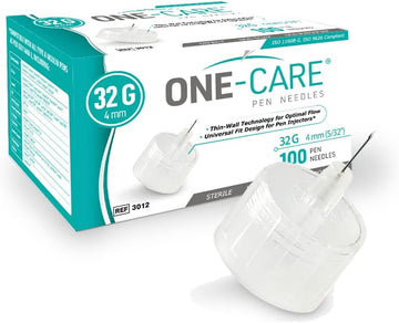 Medivena One-Care Pen Needles 32G X 4 Mm (5/32’’), 100/Bx, Ultra-Thin For Comfortable Insulin Injection