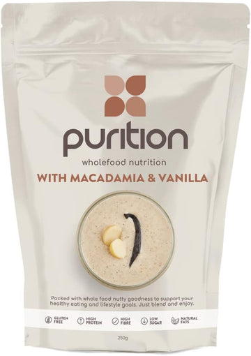 Purition Original Natural Protein Powder For Keto Diet Shakes And Meal Replacements Shakes With Only Natural Ingredients - 250G (Macadamia & Vanilla)