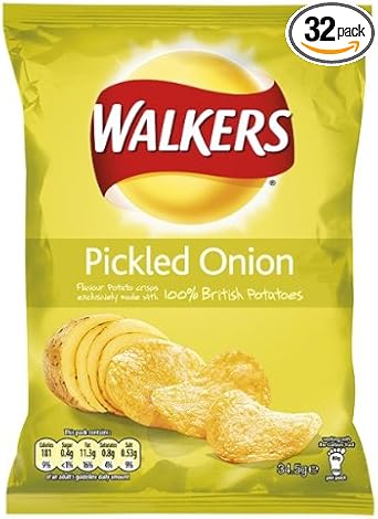 Walkers Crisp Pickled Onion 32.5g Bags (Box of 32) : Amazon.co.uk: Grocery