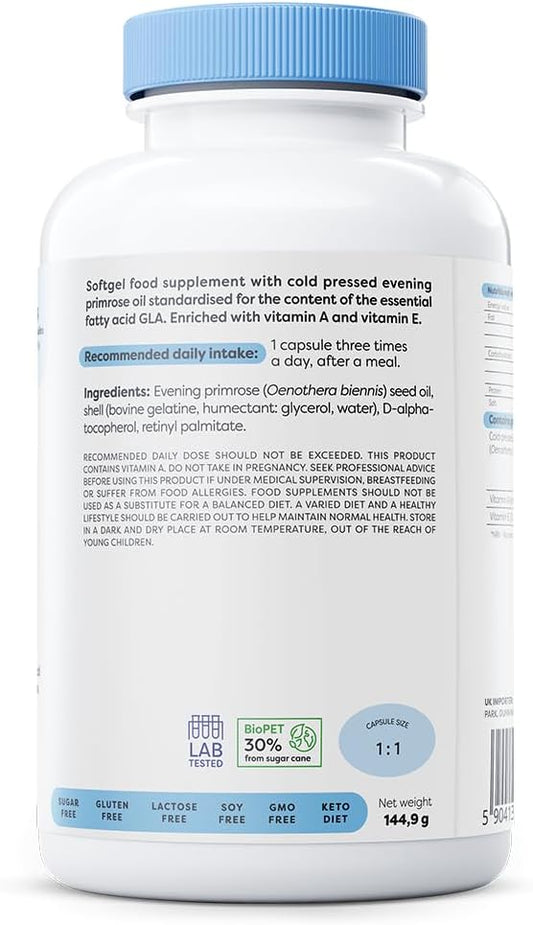 Osavi Primrose Oil 1800 Mg With Vitamin A & E – 180 Softgels | Cold–Pressed Evening Primrose Oil With Gla, Enriched With Vitamin A & E | Supports Skin Health & Cell Protection