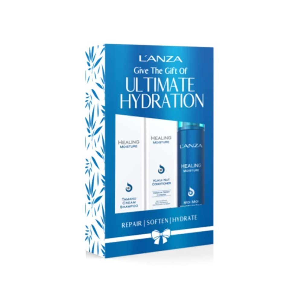 L'Anza Ultimate Hydration Hair Care Kit - Moisturizing Shampoo And Conditioner Set With Moi Moi Moisturizing Mist For Moisture Retention - Ideal Birthday Gifts For Women (10.1/8.5/6.8 Fl Oz)