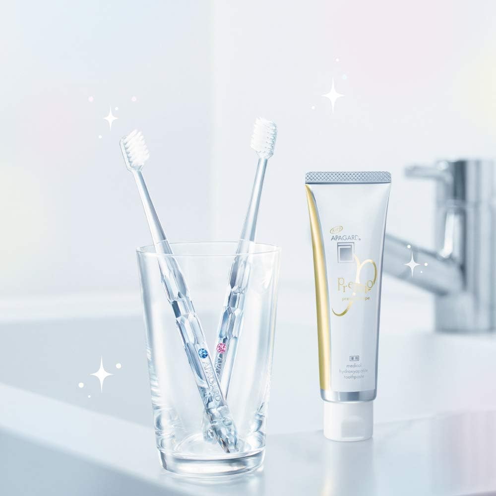Apagard Premio Remineralizing Toothpaste (100G) With Apagard Crystal Toothbrush - Japanese Nanohydroxyapatite Toothpaste For Sensitive Teeth And Cavity Repair - Includes Hand Towel
