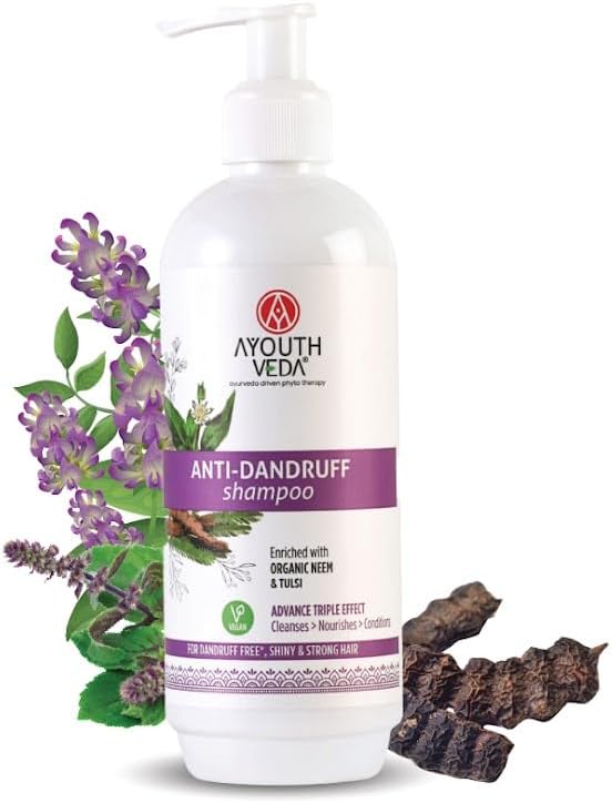 Ayouthveda Shampoo Against Dandruff, Promotes Healthy Hair Growth And Scalp Care, Vegan, 300 Ml