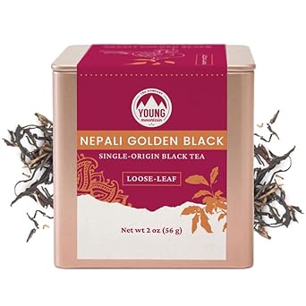 Young Mountain Tea Organic Nepali Golden Black Loose-Leaf Tea - Premium Full-Bodied, Aromatic Black Tea, Handpicked From Nepal, Notes Of Milk Chocolate & Honey, Whole Black Tea Leaves 2 Oz Tin