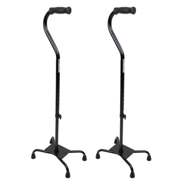 Dynarex Quad Cane Bariatric, Large Base, Provides Maximum Mobility Support In A Stable One-Hand Walking Aid, 500 Pound Weight Capacity, Black, 2 Canes