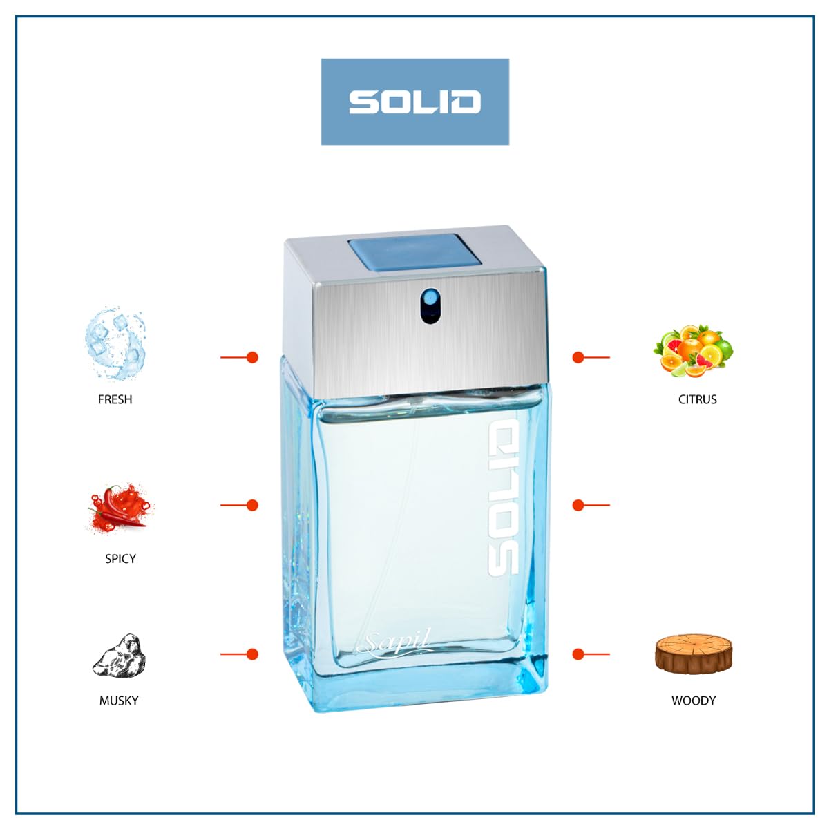 Sapil Solid Eau De Toilette For Men – Long-Lasting Dubai Toilette – Citrus, Woody, Musky & Warm Spicy Scent With Fresh & Powdery Notes – 3.4 Oz(100Ml) –Premium Arabic Toilette For Daily & Evening Wear : Beauty & Personal Care