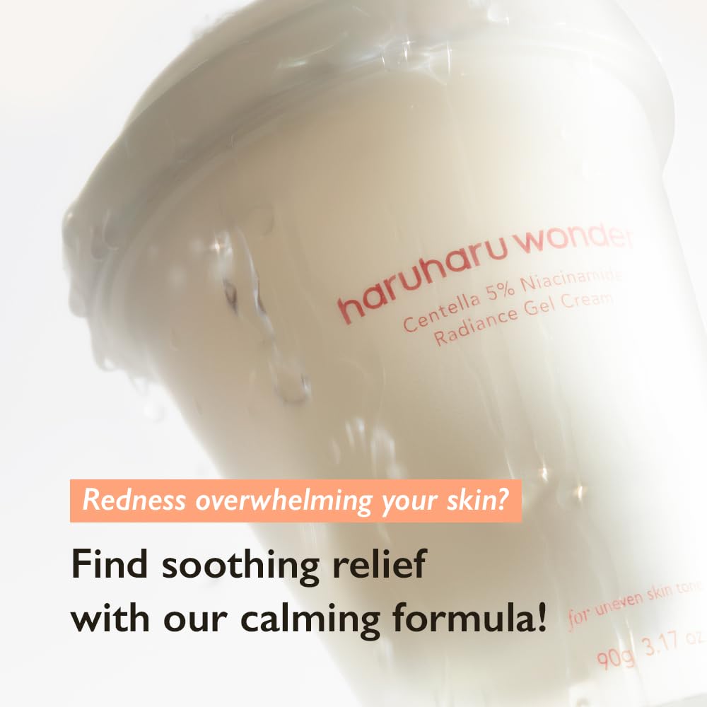 Haruharu Wonder Centella 5% Niacinamide Radiance Gel Cream, Hydrating & Soothing, Ultra-Lightweight, Improves Skin Tone, Pore Minimizer, Oil Control, For All Skin Types, 3.17 Fl. Oz : Beauty & Personal Care