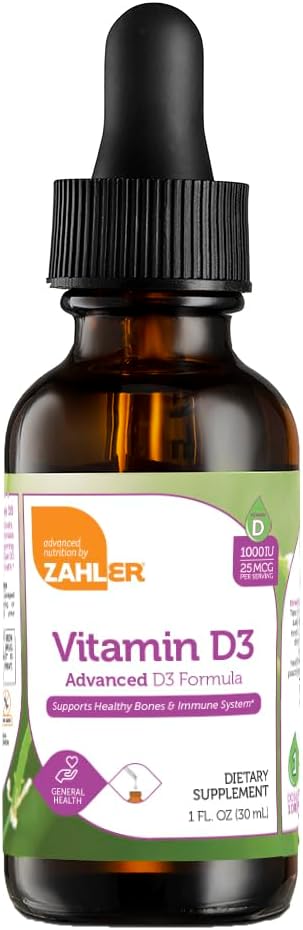 Zahler Liquid Vitamin D, Vitamin D3 Liquid 1000Iu, Vitamin D Drops, Kosher, 1Oz