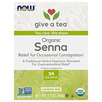 NOW Foods Give a Tea Organic Senna, Herbal Laxative, Caffeine-Free, 24 bags