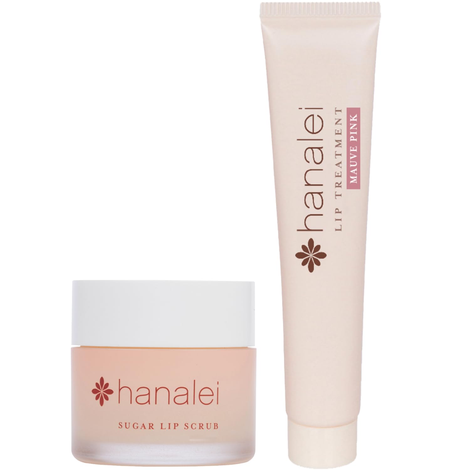 Hanalei Sugar Lip Scrub And Lip Treatment (Mauve Pink) Bundle, Made With Raw Cane Sugar And Real Hawaiian Kukui Nut Oil (Cruelty Free, Paraben Free)