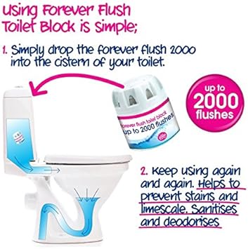 Ecozone Forever Flush Toilet Block, 2000 Flushes, Cleans And Sanitises, Helps Prevent Stains And Limescale