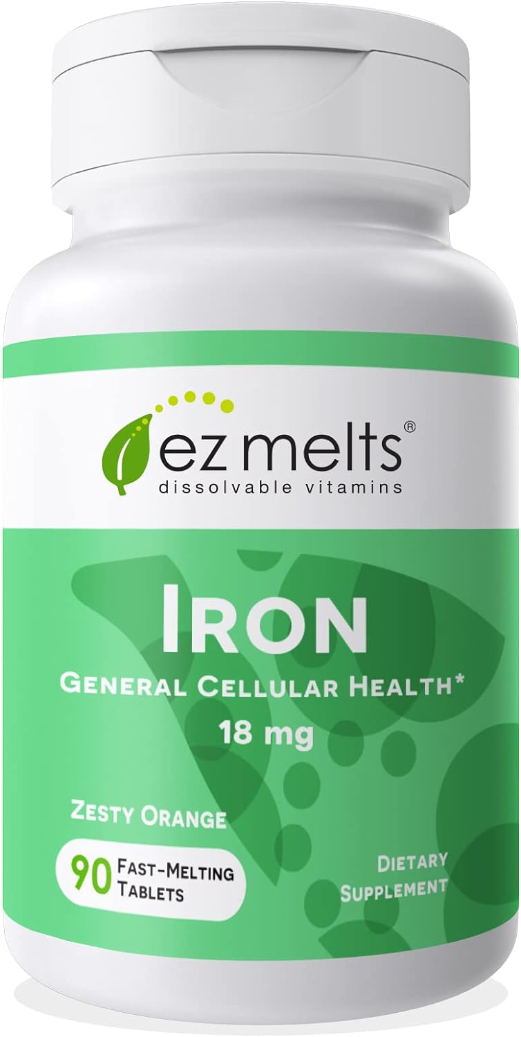 EZ Melts Dissolvable Iron Supplement 18 mg, Sugar-Free, 3-Month Supply