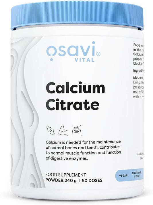 Osavi Calcium Citrate Powder – 240 G | Highly Absorbable Calcium For Bone, Muscle & Nerve Support | Essential For Healthy Bones, Teeth & Digestion | Clean Label | Vegan–Friendly