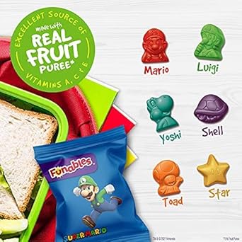 Funables Fruity Snacks, Super Mario, Assorted Fruit, Flavored Snacks, 0.8oz 22 Count