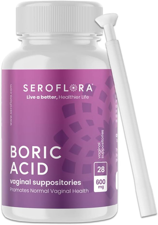 Boric Acid Vaginal Suppositories for Women + 1 Suppository Applicator - Helps Support Vaginal Odor pH Balance, Yeast Infection and Bacterial Vaginosis