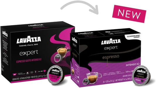 Lavazza Expert Espresso Intenso X2 Coffee Capsules, Intense, Dark Roast, Arabica, Robusta, Notes Of Dried Fruit, Intensity 11 Out 13, Blended And Roasted In Italy, (36 Capsules)