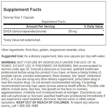 Swanson DHEA-Natural Supplement to Support Healthy Aging-Supports Hormone Balance & Immune Support-Helps Maintain Energy & Drive-(120 Caps, 50mg Each)