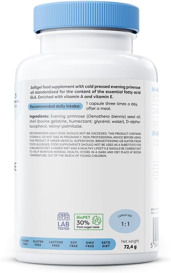 Osavi Primrose Oil 1800 mg with Vitamin A & E – 90 Softgels | Cold–Pressed Evening Primrose Oil with GLA, Enriched with Vitamin A & E | Supports Skin Health & Cell Protection : Amazon.co.uk: Health & Personal Care
