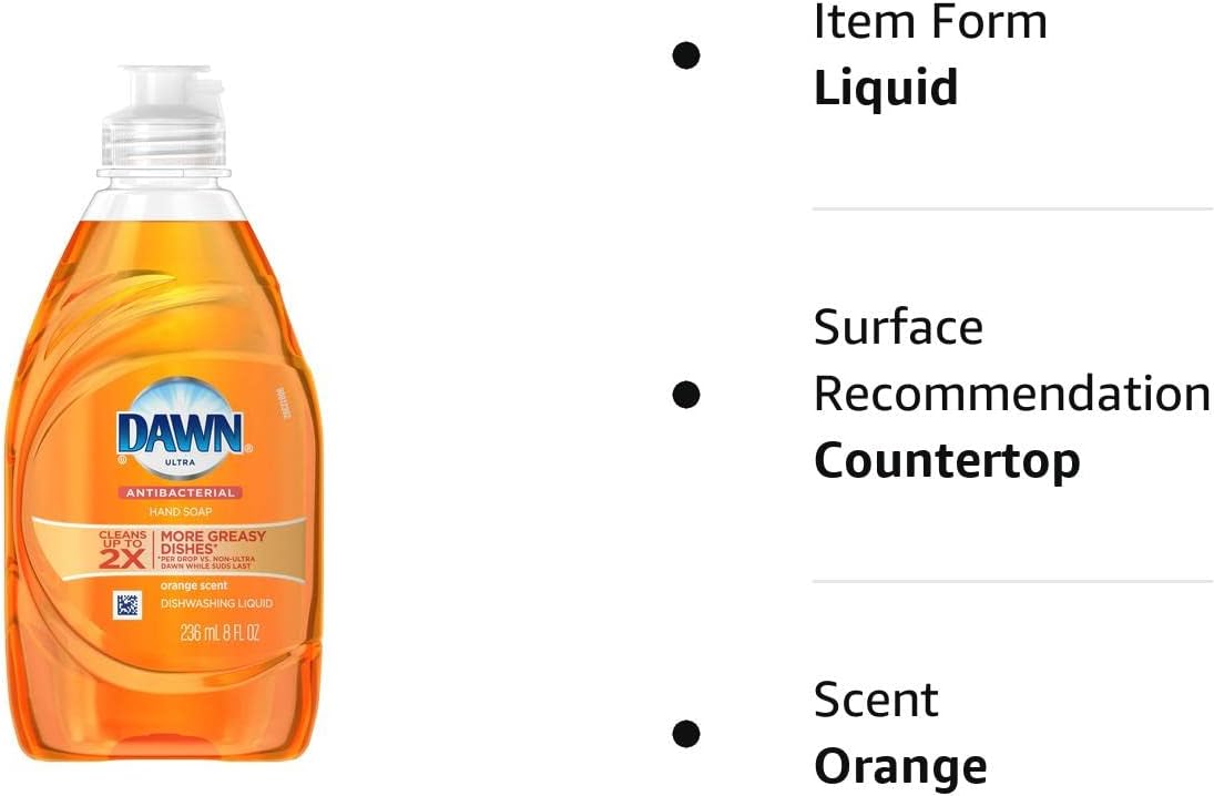 Dawn Ultra Antibacterial Dishwashing Liquid 7oz. Orange Scent (Orange) : Health & Household