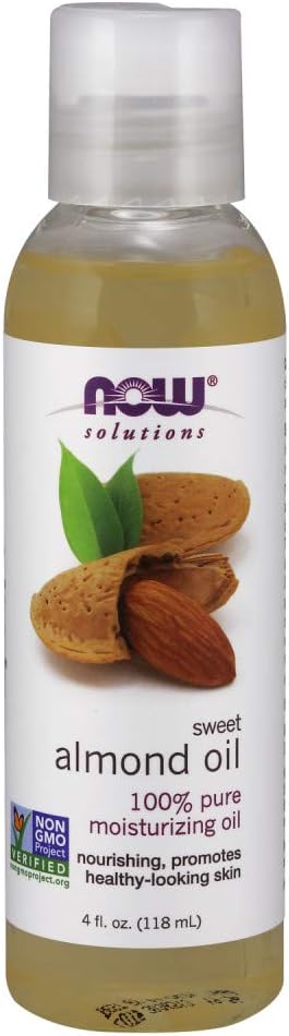 Now Foods Solutions, Sweet Almond Oil, 100% Pure Moisturizing Oil, Promotes Healthy-Looking Skin, Unscented , 4-Ounce