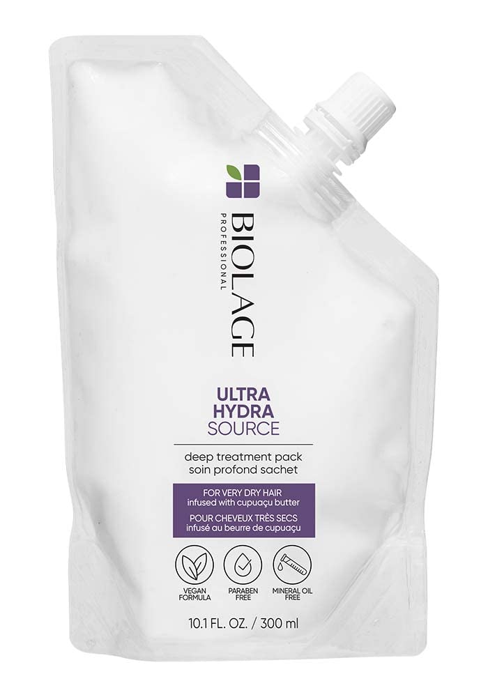 Biolage Ultra Hydra Source Deep Treatment Pack | Leave-In Hair Mask | Conditions, Softens & Restores Hair | For Very Dry Hair | Paraben-Free | Vegan | Cruelty Free | 10.1 Fl. Oz