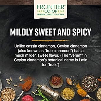 Frontier Co-op Cinnamon Powder, Ceylon, Certified Organic, Kosher, Non-irradiated, Bulk Bag, Sustainably Grown, Cinnamomum Verum J. Presl, Original Version,Mildly Sweet and Spicy, 16 Oz : Cinnamon Spices And Herbs : Grocery & Gourmet Food