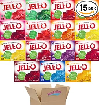 Gelatin Variety Pack, 15 Different Flavors, 3 Ounce, 1 Box Per Flavor