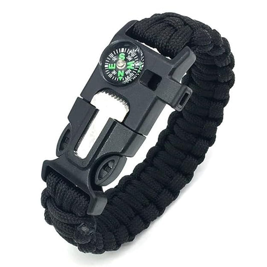 INFINIBYTE 5-in-1 Paracord Survival Bracelet – Outdoor Emergency Wristband with Compass, Fire Starter, Whistle, Flint & Cutter for Hiking, Camping, Hunting(Pack of2)