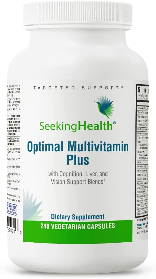 Seeking Health Optimal Multivitamin Plus, Active B Vitamins And L-5-Mthf, Riboflavin, B6, Bioavailable Folate And B12, Coq10, Methylation Support, Vegetarian (240 Capsules)