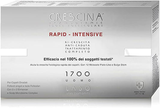 Labo Crescina Transdermic Rapid-Intensive Follicular Islands 1700 Man 20+20 Ampoules Hair Loss Treatment And Hair Regrowth