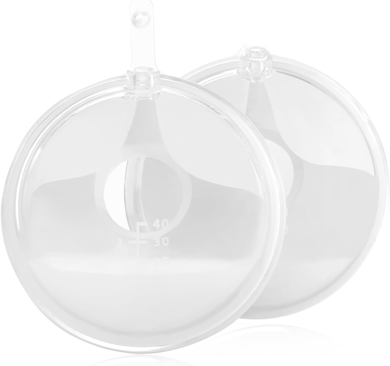 HOFISH 2 PCS Silicone Manual Breast Pump Wearable Breast Shells Silicone Breast Milk Collectors for Breastfeeding, Passive Breast Milk Collector Shell for Newborns 1.35oz/40ml,White