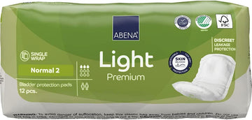 Abena Light Incontinence Pads, Eco-Labelled Women's Incontinence Pads for Adults, Breathable & Comfortable with Fast Absorption & Protection, Incontinence Pads for Women - Light Normal 2, 350ml, 12PK