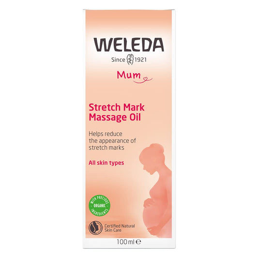 Weleda Stretch Mark Pregnancy Massage Oil, 3.4 Fluid Ounce, Plant Rich Oil with Vitamin E, Sweet Almond, Jojoba and Arnica Oils