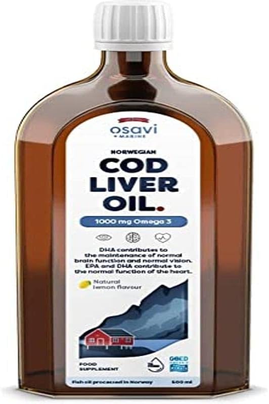 Osavi Norwegian Cod Liver Oil 1000 mg Omega 3 – 500 ml | Lemon Flavor | DHA & EPA for Heart, Brain & Vision Health | Supports Immune Function | Sourced from Wild Atlantic Cod : Amazon.co.uk: Health & Personal Care