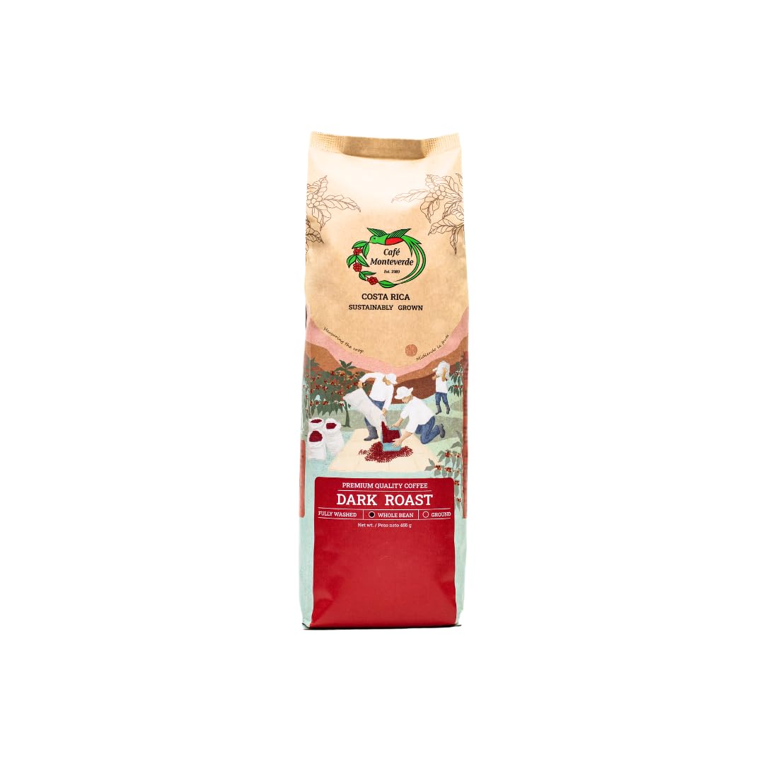 Cafe Monteverde Dark Roast Coffee Whole Bean - Single Origin Costa Rica Arabica Coffee