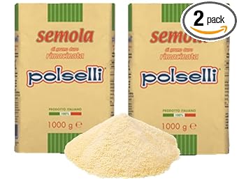 2 Pack X 1 Kg, Semola Flour, Semolina Rimachinata Di Grano Duro, Great For Bread, Pizza, Or Pasta Making, Polselli