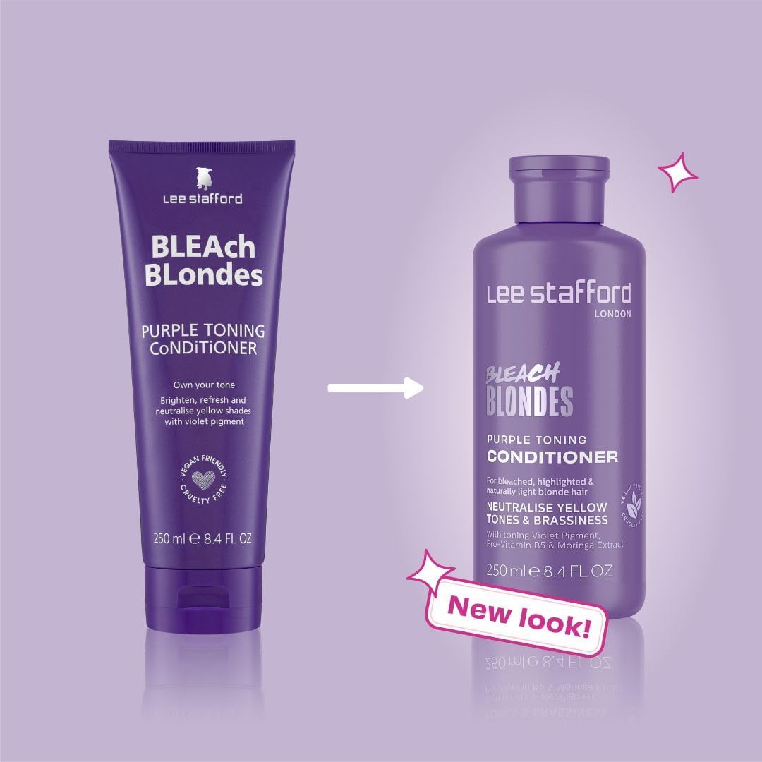 Lee Stafford Purple Toning Conditioner | Bleach Blonde Collection - Neutralizes Brassy & Yellow Tones, Great for Bleached, Highlighted, & Grey Hair, Hydrating & Adds Shine to Dry Damaged Hair, 250 ml : Amazon.co.uk: Beauty