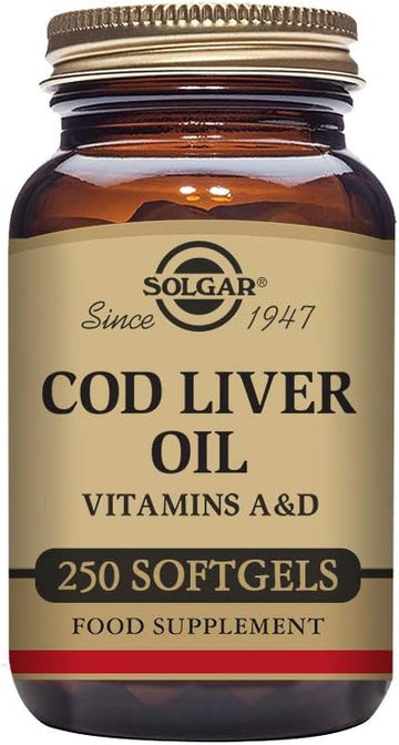 Solgar Cod Liver Oil, 250 Softgels - Supports Healthy Immune System, Healthy Eyes & Vision & Bone Health - Vitamin A & D Supplement -, Gluten Free, Dairy Free - 250 Servings