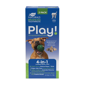 Ark Naturals, Brushless Toothpaste Play!, 4-In-1 Cleaning Dental Chew Play Ball, 2 Pack