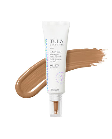 Tula Skin Care Radiant Skin Brightening Serum Skin Tint Spf-Facial Sunscreen Provides Broad Spectrum Spf 30 Protection, Tinted, Serum-Light Formula Brightens And Evens Skin-Shade 19, 1.0 Fl Oz