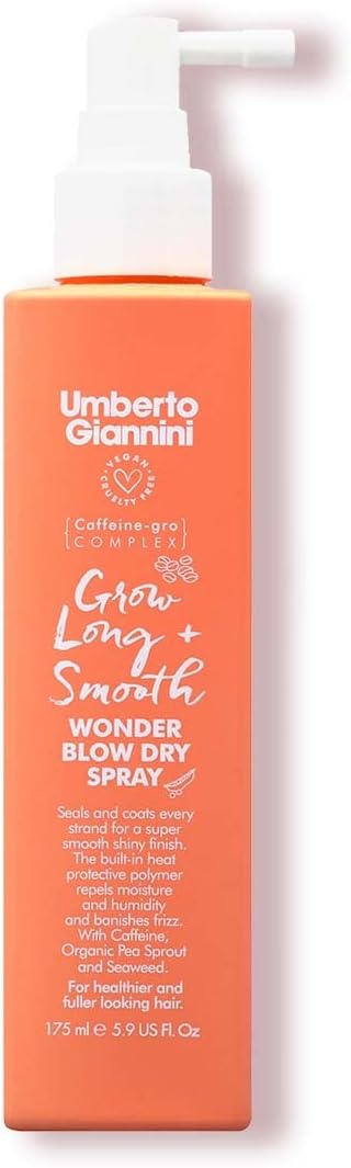 Umberto Giannini Grow Long & Smooth Wonder Blow Dry Hair Spray - Built In Heat Protectant Blow-Dry Spray That Adds Volume And Reduces Frizz For Thin Hair, Hair-Loss - 175 Ml, 5.9 Fl Oz