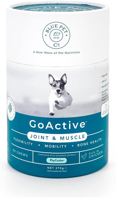 Blue Pet Co - Goactive Joint & Muscle Supplement For Dogs - Promotes Flexibility, Mobility & Bone Health - Enriched With Seaweed Extract Phycoidan - Rich In Chicken - 30 Chews