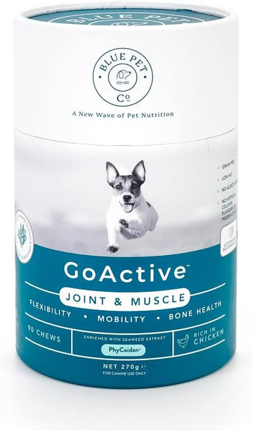 Blue Pet Co - Goactive Joint & Muscle Supplement For Dogs - Promotes Flexibility, Mobility & Bone Health - Enriched With Seaweed Extract Phycoidan - With Peanut Butter - 30 Chews