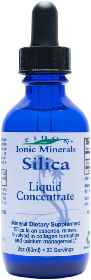 Eidon Ionic Minerals Liquid Silica Mineral Concentrate - for Hair, Skin and Nails, Silica Drops to Support Collagen Production, Joint and Bone Health, Helps Manage Calcium, No Added Sugar - 2 oz