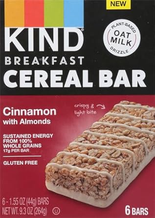 Kind Breakfast Cereal Bars, Gluten Free Snacks, Cinnamon With Almonds, 9.3Oz Box (6 Bars)