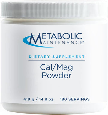 Metabolic Maintenance Cal Mag Powder - Calcium and Magnesium for Bone + Heart Support (419 Grams, 180 Servings)
