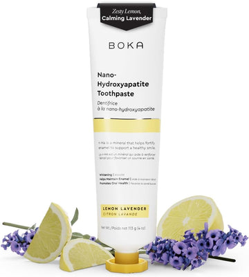 Boka Fluoride Free Toothpaste- Nano Hydroxyapatite, Remineralizing, Sensitive Teeth, Whitening - Dentist Recommended For Adult, Kids Oral Care- Lemon Lavender Flavor, 4 Fl Oz 1Pk Us Manufactured