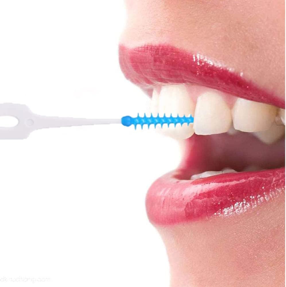 160 Pieces Dual-Use Interdental Brushes, Silicone Tooth Floss Picks Dental Picks Interdental Brush Toothpick Dental Brushes Teeth Brush Picks for Braces Oral Cleaning
