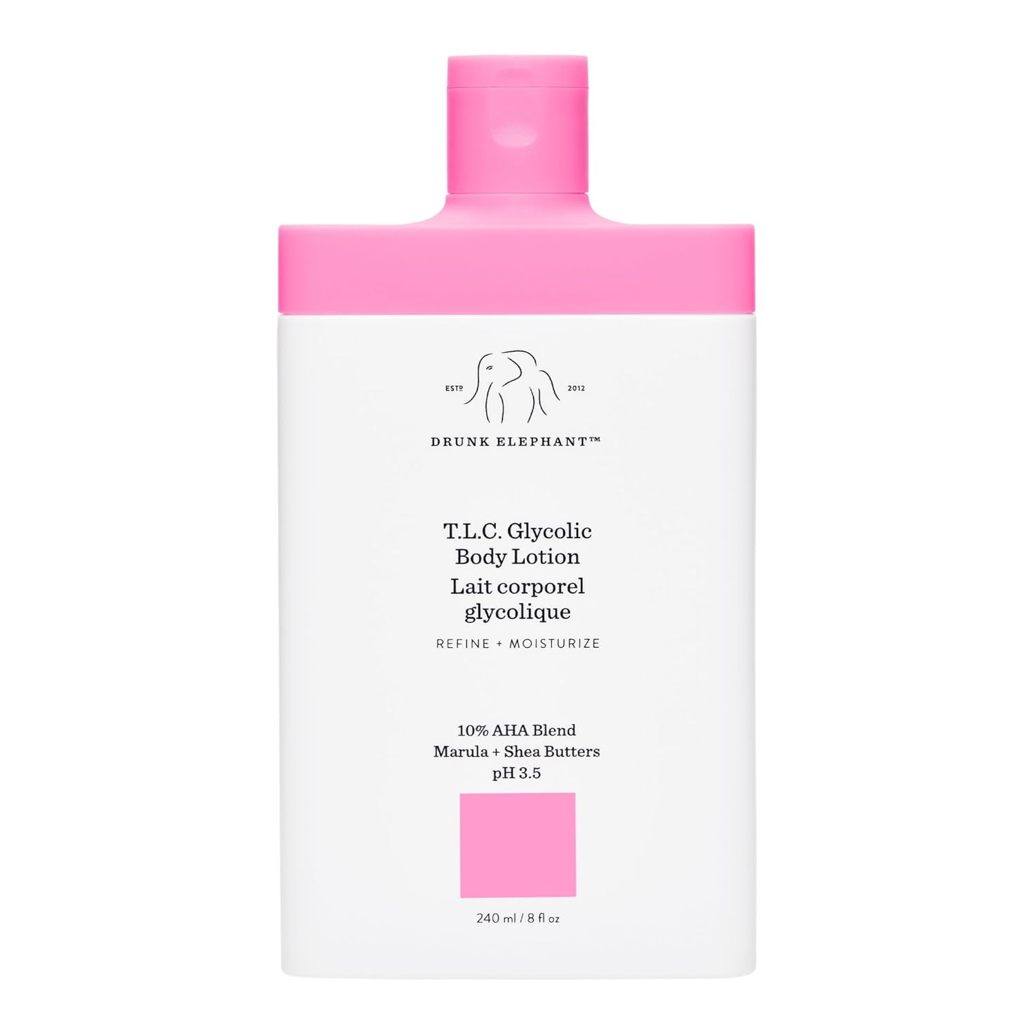 Drunk Elephant T.L.C. Glycolic Body Lotion - 240 Ml/8 Fl Oz - Lightweight 10% Exfoliating Aha Lotion - Clean Clinical Skincare - Cruelty-Free - Free Of Essential Oils, Silicones, And Fragrance