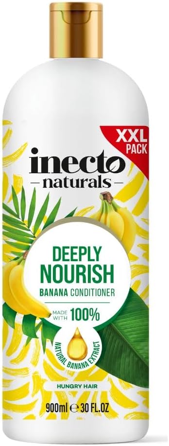 Inecto Natural Banana Conditioner 900Ml, Super-Creamy Infused With 100% Natural Banana Extract, Deeply Nourish, Hungry Hair